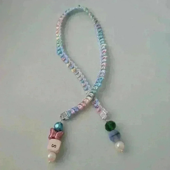 Bookmark lace/ribbon. Pink/ blue. Handmade monogram S, stocking 🎁Christmas  🎄 - Picture 2 of 3